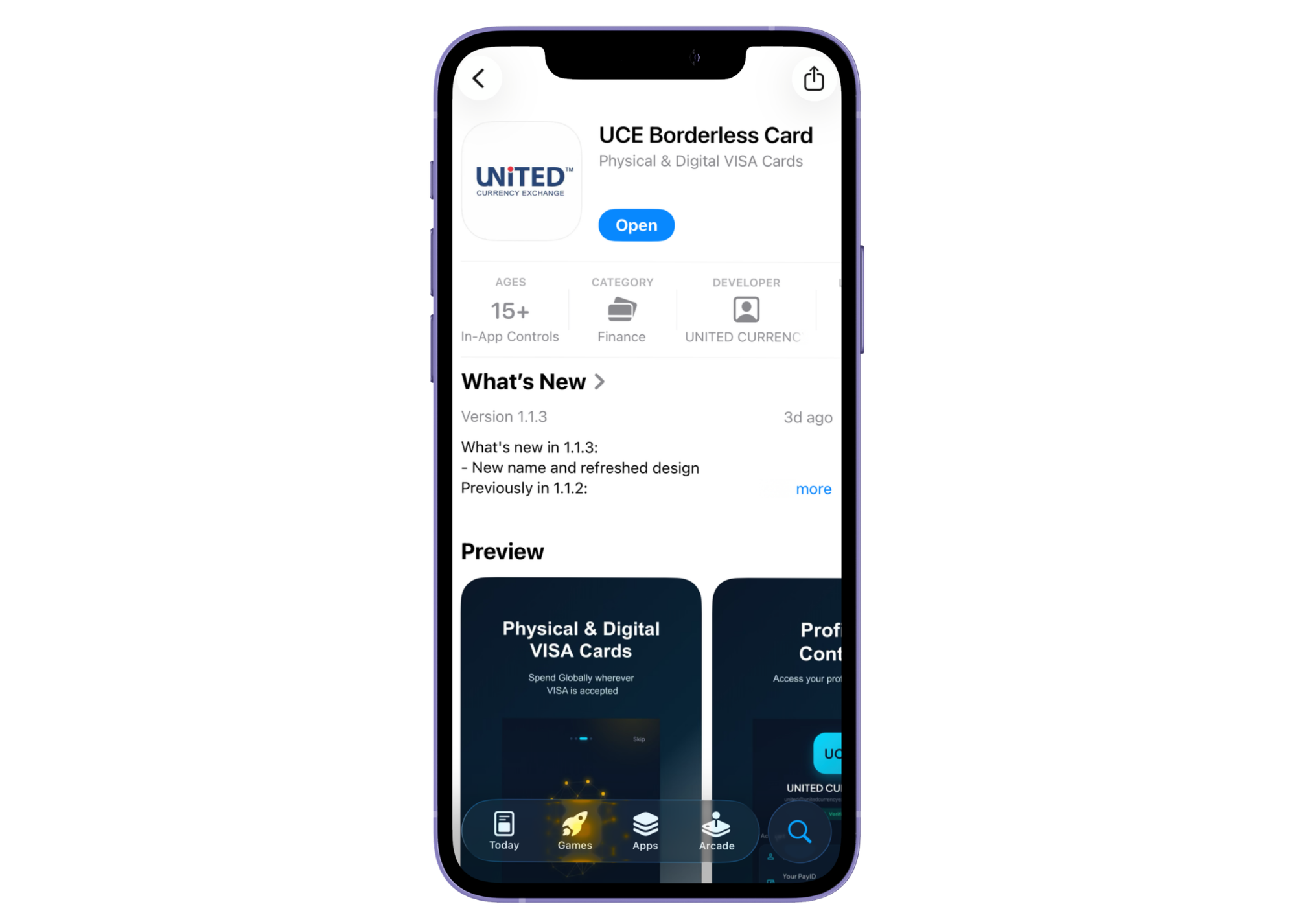 UCE Borderless Card app on the app store